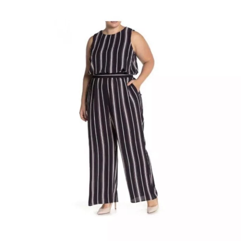 AKIRA Womens Vertical Stripes Smocked Bodice Cropped Wide Leg Culotte Jumpsuit Playsuit AKIRA Womens Vertical Stripes Smocked Bodice Cropped Wide Leg Culotte Jumpsuit Playsuit
